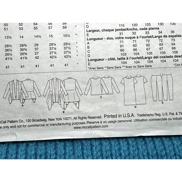 McCalls 7204 Sewing patternjacket top dress psnts size 18w 20w 22w 24w - Picture 5 of 6